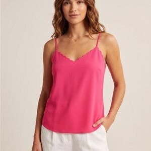 J. Crew Hot Pink Scallop V-Neck Camisole